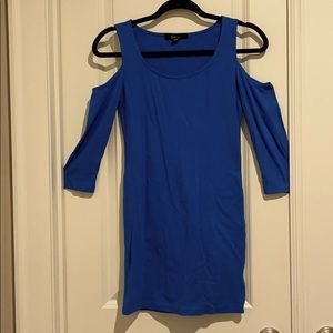 Royal blue mini dress with shoulders cut out